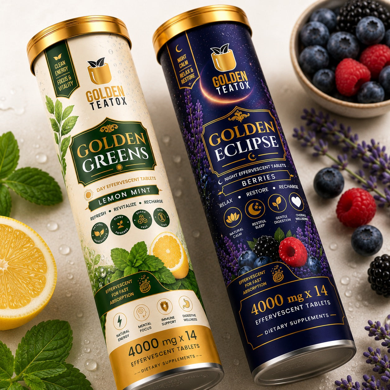 The Golden Duo Pack Clean energy by day. Calm support by night.
